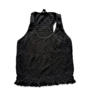 American Eagle Summer Ruched Black Casual Basic Women’s Crop Tank Top Women’s